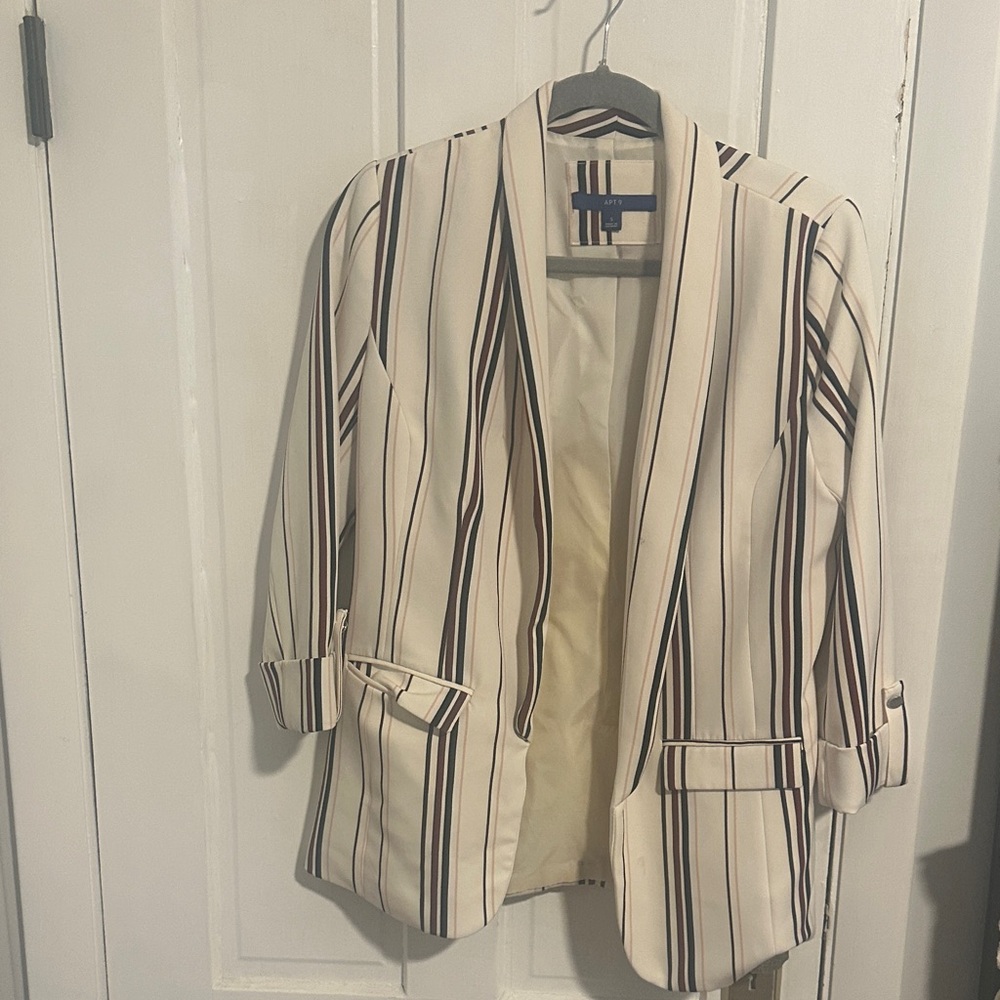 Apt. 9 Ivory Jacket with Dark Stripes
